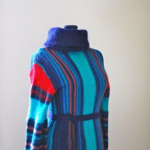Colourful striped cowl neck tunic